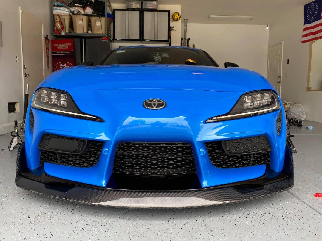 Toyota Supra A90/A91 2019-2022 Carbon Fiber Front Lip Style A and/or Carbon Fiber Side Skirts